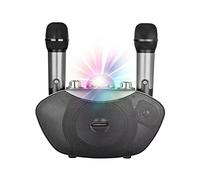BONOOL Micrófono Altavoz Micrófono estéreo Familiar al Aire Libre con Flash LED Luz de neón Reproducción de música Familia KTV (Color: Blanco-Fruit Peach5)