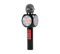 BONOOL Micrófono con luz LED Micrófono de Mano FM Micrófono de transmisión para música Canto Altavoz Reproductor (Color: D)