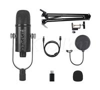 BONOOL Micrófono Condensador Profesional para teléfono, Videojuegos, grabación de Estudio, micrófono USB para PC, Ordenador, Soporte de micrófono, Filtro
