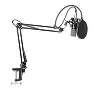 BONOOL Micrófono de Condensador 700 Micrófono de grabación Ajustable con Cable de 3,5 m Soporte de Brazo de Tijera con suspensión y Kit de Abrazadera de Montaje
