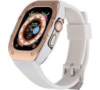 BONOOL Mod Kit Correa de silicona para reloj con caja de parachoques de acero inoxidable de 49 mm, para reloj Ultra 8 7 45 mm 6 5 4 44 mm, funda de metal con correa de silicona para hombres