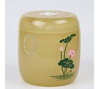 BONOOL The Last Warmth Cenizas Latas de budismo esmaltado Corazón Sutra Pintado Lotus Pegatinas Fotos Dientes Pelo Recuerdo Tarro de Almacenamiento (Color: Amarillo)