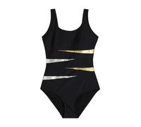 bonprix Bañador moldeador oro / negro / plata 5XL EUR
