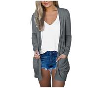 Bonpro Señoras Cardigan Ligero de Manga Larga de Color sólido hacia Abajo, de Manga Larga Chaqueta de Punto Fino, cómodo Suelto de Compras la Vida Cotidiana