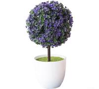 Bonsái artificial de bola de nieve Sakura, planta falsa de seda de 25 cm para decoración del hogar y jardín, topiario redondo realista para centro de mesa de boda y accesorios de fotografía (morado)