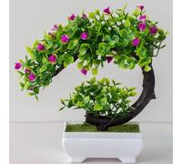 Bonsái artificial de estilo sutil en maceta para espacios de fondo neutro, incluyendo blanco, gris, beige o habitaciones de tono tierra suave (fucsia)