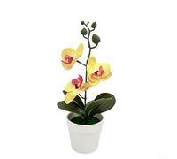 Bonsái artificial de orquídea Phalaenopsis, planta de flores falsas de plástico realista para sala de estar, oficina, decoración del hogar, no necesita mantenimiento () (amarillo)