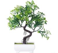 Bonsái artificial de plástico para interiores, planta en maceta con 16 ojos, diseñada para mejorar los espacios interiores con un mantenimiento mínimo (verde)