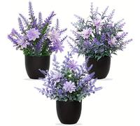 Bonsái Artificial Mini 3 Macetas Plantas Falsas Pequeñas Decoración Interior Verde Plantas de Eucalipto Plástico Artificial Muebles de Oficina Dormitorio Baño Escritorio