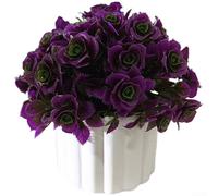 Bonsái artificial, planta en maceta de 16 cm, rosa falsa, decoración de plástico realista, vegetación de bajo mantenimiento, mesa de oficina en casa (rojo)