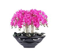 Bonsai de Flores Artificiales con jarrón Gran orquídea de Mariposa Artificial con Maceta de Flores de cerámica, orquídea de Seda de Flor de plástico Artificial, Utilizado para la decoración del hogar
