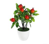 Bonsái de frutas artificiales, planta falsa en maceta con hojas vibrantes, decoración de PVC de bajo mantenimiento para sala de estar, mesa de café, accesorio de fotografía (granada)