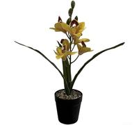 Bonsái de magnolia artificial realista con 6 flores y detalles impresos en 3D para accesorios de fotografía de boda o decoración de sala de estar, 38 cm (amarillo)
