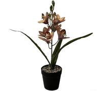 Bonsái de magnolia artificial realista con 6 flores y detalles impresos en 3D para accesorios de fotografía de boda o decoración de sala de estar, 38 cm (amarillo marrón)