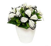 Bonsái de orquídea mariposa artificial, planta falsa realista en maceta para decoración de pared del hogar, sala de estar, vestíbulo, arreglo floral de plástico sin mantenimiento, amarillo (blanco)