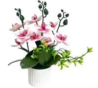 Bonsái de Phalaenopsis de simulación de película 3D, sin mantenimiento, con 9 hojas, realista, orquídea artificial, decoración de flores en maceta para el hogar, oficina, mesa, estante, centro de mesa