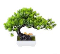 Bonsái de pino de seda en maceta para decoración de mesa de oficina en casa, planta falsa de bajo mantenimiento con detalles realistas de aguja (verde claro)
