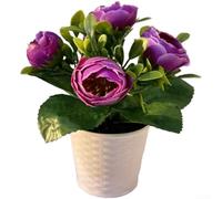 Bonsái de rosas artificiales de aspecto realista para interior del hogar, estante de mesa, escritorio, sala de estar, dormitorio, decoración (morado)