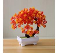 Bonsái falso decorativo en maceta para oficina en casa, vestíbulo de hotel o espacio minorista, añade vegetación sin la necesidad de luz solar o riego (naranja)