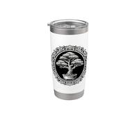 Bonsái flores estilo mandala - Vintage grabado floral Vaso térmico de acero inoxidable de doble pared