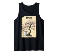 Bonsai Tree Cherry Blossom Japonés Floral Moon Art Design Camiseta sin Mangas