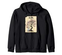 Bonsai Tree Cherry Blossom Japonés Floral Moon Art Design Sudadera con Capucha