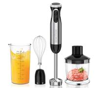 Bonsenkitchen Batidora de Mano 1000W 4 en 1, 20 Velocidades con Batidor, Picadora 500ml y Vaso 700ml, Procesador de Alimentos Multifunción, HB3203