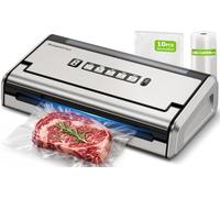 Bonsenkitchen Envasadora al Vacío, Sellado Ancho 5mm Antifugas, Acero Inoxidable, Una Mano & Pulse Seco/Húmedo, Envasadora al Vacío de Alto Rendimiento incl. 1 Rollo & 10 Bolsas, VS4200