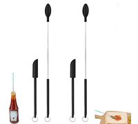 Bonseor Telescopic Spatula and Scooping Spoon, Mini Silicone Telescopic Spatula Set, Bread Cream Scraper Spatula for Kitchen and Beauty (2 Set-Black)