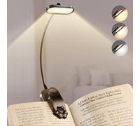 Bonsery - Lámpara de lectura con pinza de libro, USB C, lámpara de lectura recargable con 16 LED, 3 modos de temperatura de color y brillo ajustable, 360° flexible lámpara de lectura libro