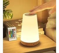Bonsery Lámpara de mesita de noche, lámpara de noche LED, táctil, regulable, USB, recargable con mando a distancia, luz nocturna para niños con 13 colores, 3 modos, lámpara de mesa inalámbrica con