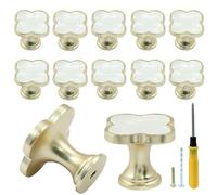 Bonsicoky 12 tiradores de cajón de cuatro hojas, tiradores dorados para armario de cocina, armario, puerta, muebles, decorativos, color blanco