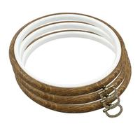 Bonsicoky 3 aros de bordado redondos de 17 cm, marco de exhibición de madera sintética, bordado circular para manualidades, costura y colgar
