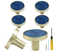 Bonsicoky 6 pomos dorados para cajones de cómoda, tiradores redondos para armarios de cocina, armarios, puertas, muebles, decoración, azul marino