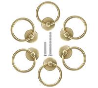 Bonsicoky 6 tiradores redondos de anillo dorado mate para cajones de armarios, cajones, aparadores, armarios, un solo agujero