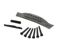 Bonsicoky Juego de puente de palisandro para guitarra acústica de 6 cuerdas con puente, pasadores de puente, pasador final, sillín y tuercas (negro, estilo 2)