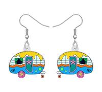 BONSNY Acrílico Colgantes Dibujo animado Divertido Camper Furgonetas De Camping Pendientes De Coche Joyas Para Mujeres Regalos Charms (Múltiples)