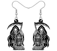 BONSNY Acrílico de Halloween Muerte Grim Reaper Pendientes Colgantes Punk Parca Joyería Regalos para Mujeres Señoras Decoración para Fiestas (Humo)