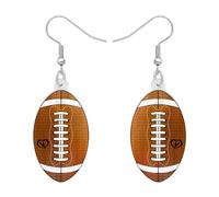 BONSNY Acrílico Dulce Colgante Cuerpo Cultura Deporte Pendientes para Mujeres Señoras Niñas Joyería Regalos Divertido Orejas Sensibles Hipoalergénico Charms (Rugby)