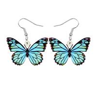 BONSNY Acrílico Floral Dulce Mariposa Pendientes Colgantes Novedad Insecto Primavera Verano Joyería para Mujeres Señoras Niñas Regalos (Cielo)