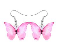 BONSNY Acrílico Floral Dulce Mariposa Pendientes Colgantes Novedad Insecto Primavera Verano Joyería para Mujeres Señoras Niñas Regalos (Rosa)