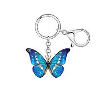 BONSNY Acrílico Floral Linda Mariposa Llavero Llaveros para Mujeres Carteras Bolsas Llave Insecto Joyería Regalos Accesorios (Marina)