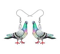 BONSNY Acrílico Lindo Azul Paloma Pájaros Pendientes Colgantes Joyería para Mujeres Señoras Amantes de las Aves (Turquesa)