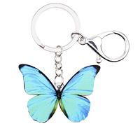 BONSNY Acrílico lindo llavero mariposa para las mujeres señoras insecto joyas para las llaves del coche bolso accesorios (Azul)