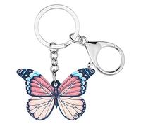 BONSNY Acrílico lindo llavero mariposa para las mujeres señoras insecto joyas para las llaves del coche bolso accesorios (Beige)