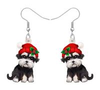 BONSNY Acrílico Lindo Navidad Perro Cachorro Gotas Colgantes Pendientes Adornos Decoraciones Joyas para Mujeres Amantes de los Perros Accesorios