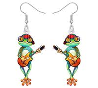 BONSNY Acrílico Verde Lindo Rana Gota Colgantes Pendientes Novedad Animal Joyería para Mujeres Señoras Charms Regalos (Kalk)