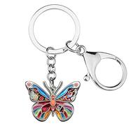BONSNY Aleación de Esmalte Adorable Mariposa Insecto Joyería Llavero para Mujeres Señoras Claves de coche Bolso Regalos Accesorios Charms (Multicolor)