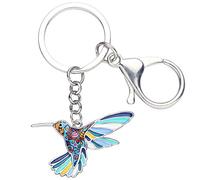 BONSNY Aleación de esmalte lindo colibrí Llavero Regalos para Mujeres Señoras Niñas Bolso de coche Llave Pájaro amante de la joyería Accesorios (Azul)