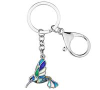 BONSNY Aleación de esmalte lindo colibrí Llavero Regalos para Mujeres Señoras Niñas Bolso de coche Llave Pájaro amante de la joyería Accesorios (Mancha azul)